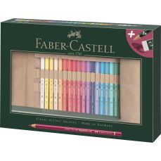 Creioane colorate, rollup si guma, 30culori/set, Faber Castell-FC110030