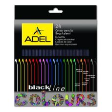 Creioane colorate 24culori/set, lemn negru, AD2366000, Adel