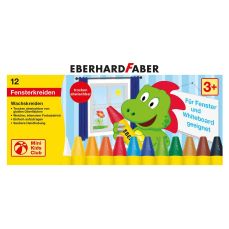 Creioane colorate cerate, pentru suprafete din sticla, 12culori/set, Eberhard Faber, Faber Castell- 