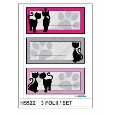 Etichete scolare autoadezive, pisici negre, 3coli/set, H5522 HERMA