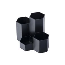 Suport plastic pentru instrumente de scris, 4 compartimente, negru, 95104N Ecada