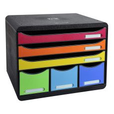 Suport cu 6 sertare pentru documente, negru/multicolor, Maxi Exacompta