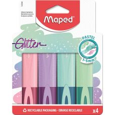 Textmarker pastel cu glitter 4 culori/set, Pastel Glitter Fluo Peps Maped, 742046