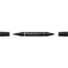Marker pe baza de apa, negru 199, 2 varfuri, Pitt Artist Pen Dual Faber Castell-FC162199