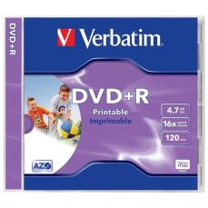 DVD+R 4,7GB, 16x, printabil, carcasa, Verbatim