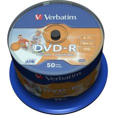 DVD-R 4,7GB, 16x, printabil, 50buc/bulk, Verbatim