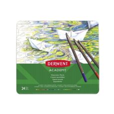 Creioane colorate acuarela, 24culori/set, cutie metalica, DW-2301942 DERWENT Academy