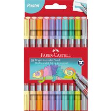 Liner 10 culori/set, 2 varfuri, pastel, Faber Castell-FC151112