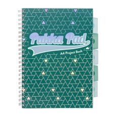 Caiet cu spira A4, 100file, dictando, 5 separatoare, coperta verde, Project Book Glee PUKKA PAD