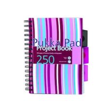 Caiet cu spira A5, 125file, dictando, coperta roz PP, 3 separatoare, Project Book Stripes PUKKA PAD