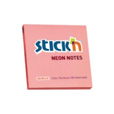 Notes autoadeziv 76mm x 76mm, 100 file/buc, corai neon, Stick'n