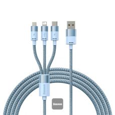 Cablu de date USB / USB-C+Lightning+microUSB, 1,2m, albastru deschis, StarSpeed 3 in 1 Baseus
