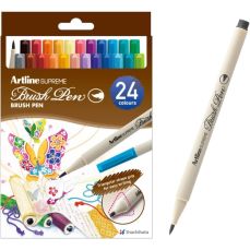 Marker pe baza de apa 24 culori/set, varf tip pensula, ARTLINE Supreme