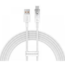 Cablu de date USB / USB-C, 100W, 6A, 2m, incarcare rapida, alb, Explorer Baseus