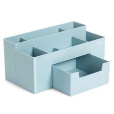 Suport accesorii birou, bleu, 7 compartimente + sertar, DL8913B, Deli