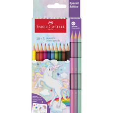 Creioane colorate 10 culori + 3 culori pastel/set, Unicorni, Faber Castell- FC111219