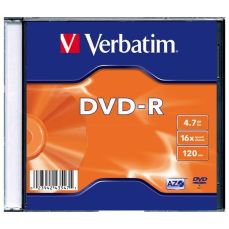 DVD-R 4,7GB, 16x, carcasa slim, Verbatim